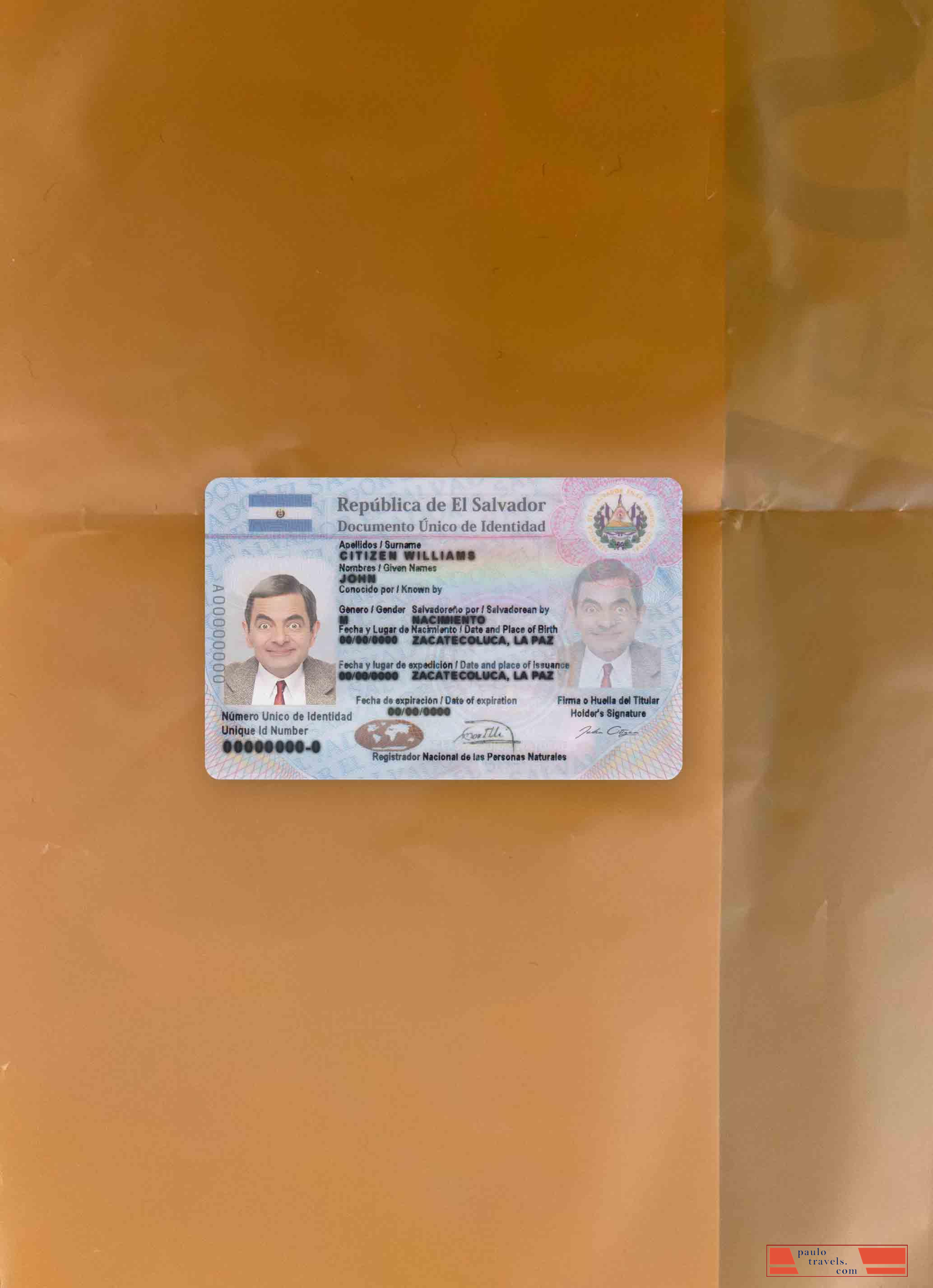 Salvador ID photolook FRONT PSD template